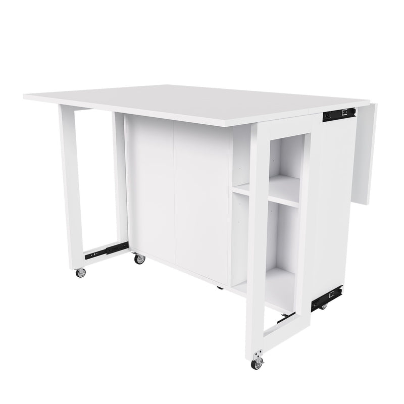 3 In 1 Foldable Side Table With 4 Storage Shelves