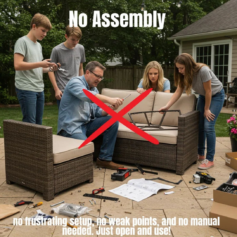 Wide Outdoor Loveseat With Frame And Cushions - Gray Mix