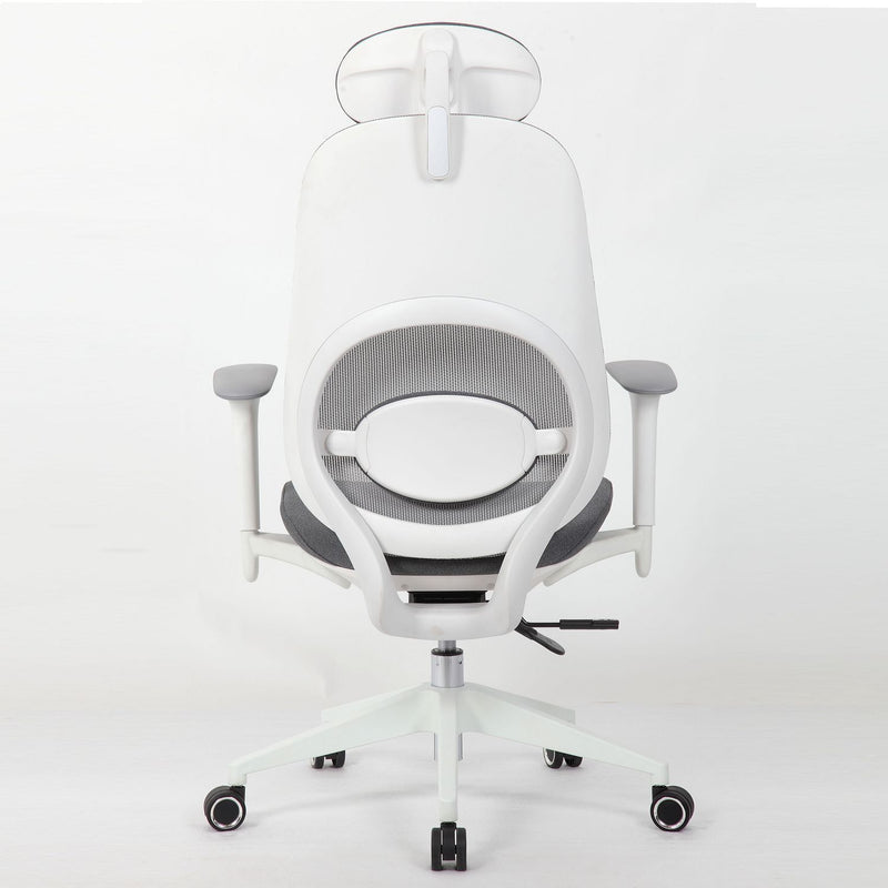 Office High Back Swivel Desk Chair With Height Adjustable Backrest, 3 Tilt Lock & Rotatable Headrest - Milk White