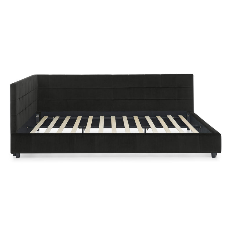 Storage Elegant Upholstered Tufted Bed Frame With Backrest And Armrests