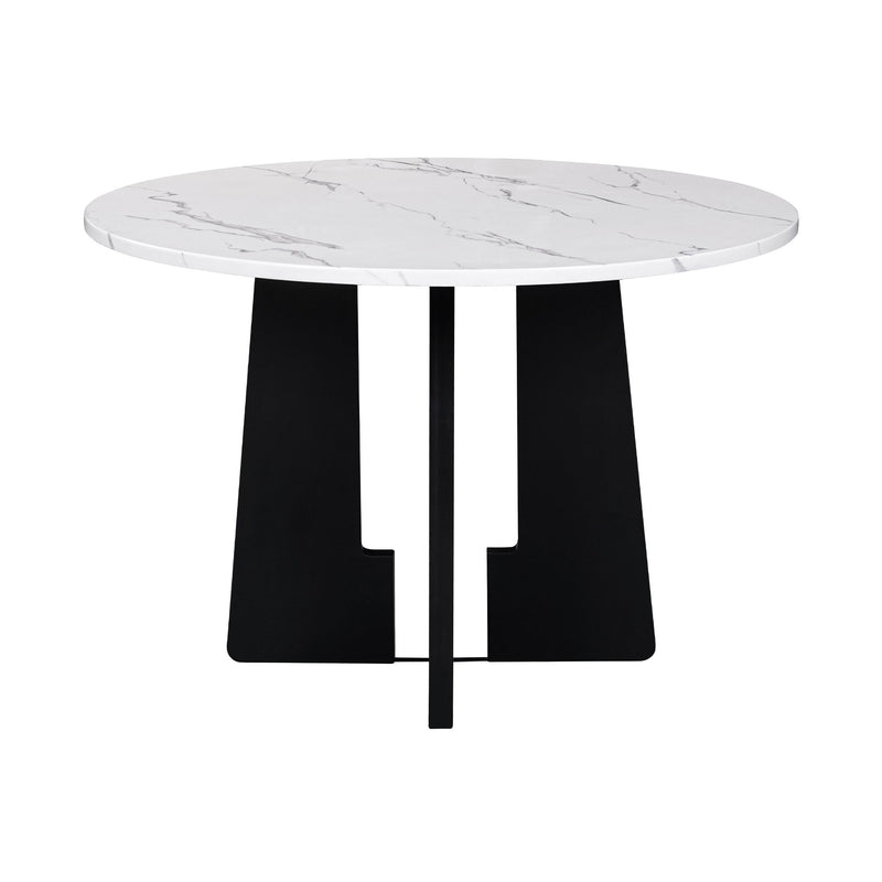 5 Piece Round Dining Table Set, Dining Table And 4 Upholstered Chairs For Dining Room, Kitchen Room, Living Room - White / Gray