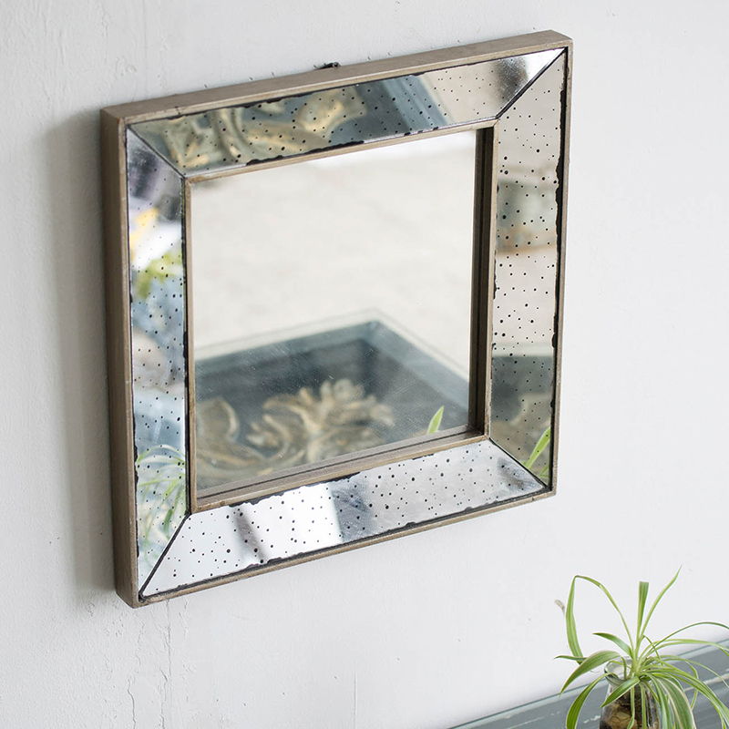 Distressed Accent Mirror, Traditional Style Framed Wall Mirror For Living Room