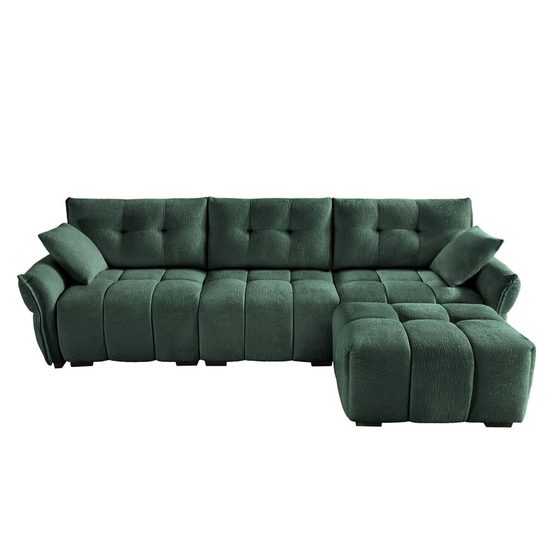 Sofa Set With Ottoman And Pillows, Textured, High Resilience Cushions