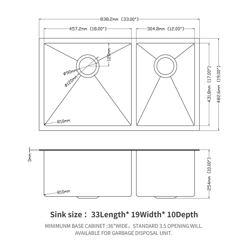 Modern Double Bowl Undermount Kitchen Sink 50 / 50 Design Stainless Steel