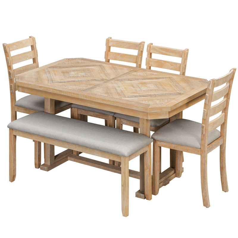 6 Piece Dining Table Set With Ergonomic Seating