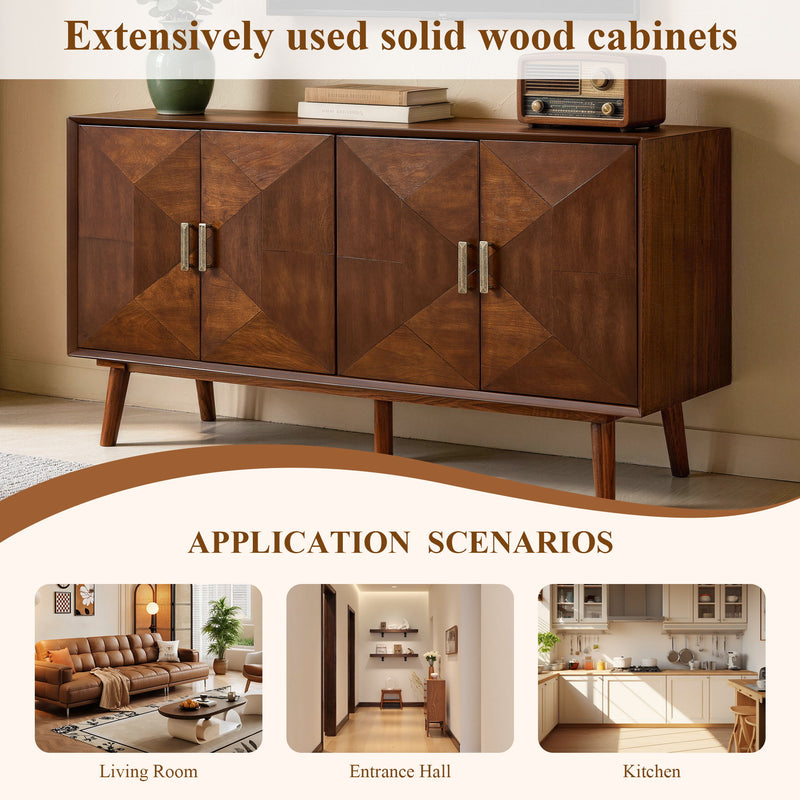 Sideboard Buffet Cabinet, Storage Credenza For Living Room - Walnut
