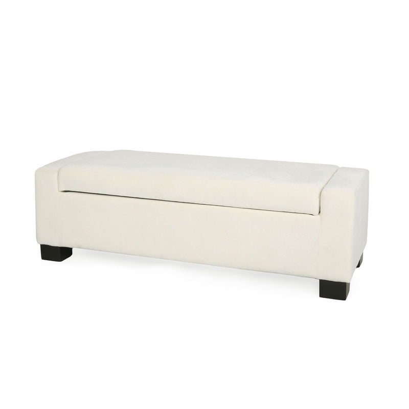 Textured Fabric Ottoman Bench With Hinged Lid