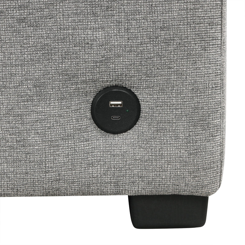 Modern 2 Seater Loveseat Sofa With Pull-Out Bed, Fabric, Built-In USB Ports & Cup Holders