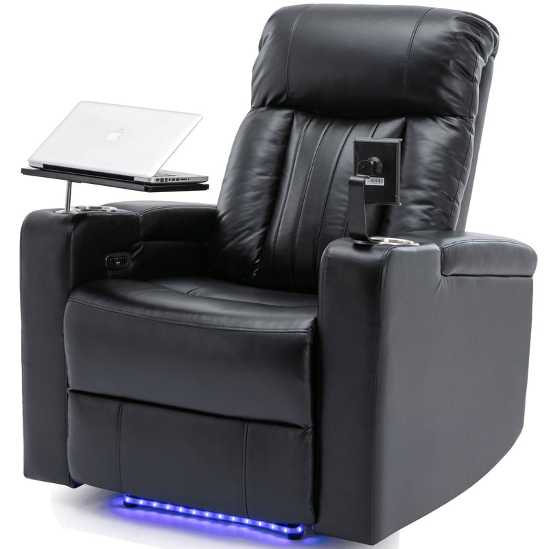 Power Recliner & Storage Arms, Cupholders, Swivel Tray Table And Cell Phone Stand