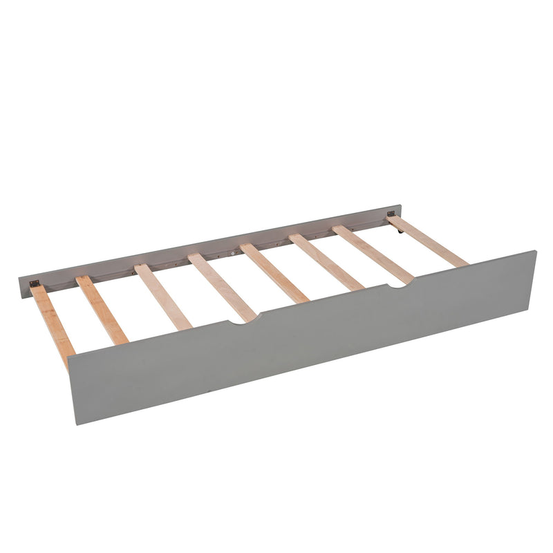 L Shaped Platform Bed With Trundle And Drawers Linked With Built In Desk