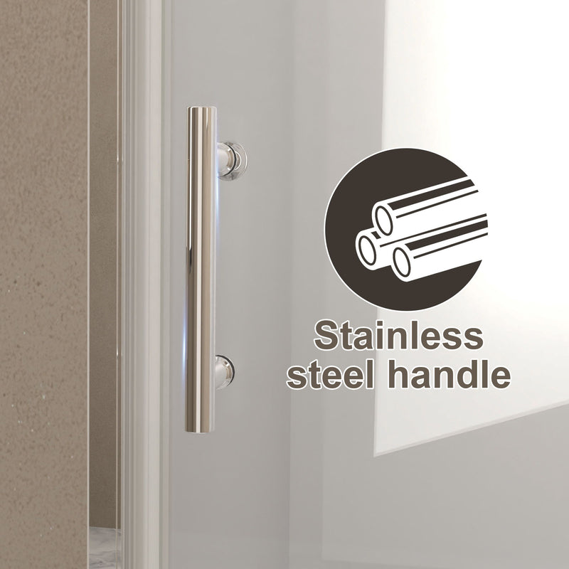 Shower Door, Tempered Glass With Safety Film - Chrome