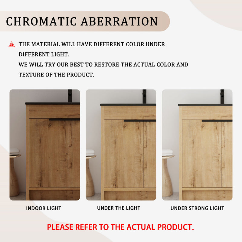 30" Freestanding Bathroom Cabinet With Basin & 2 Soft Close Doors - Imitative Oak