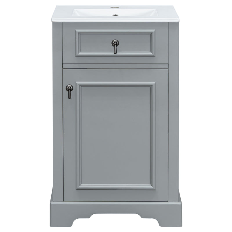 Elegant Bathroom Vanity With Ceramic Sink, Soft Close Door, Adjustable Shelf