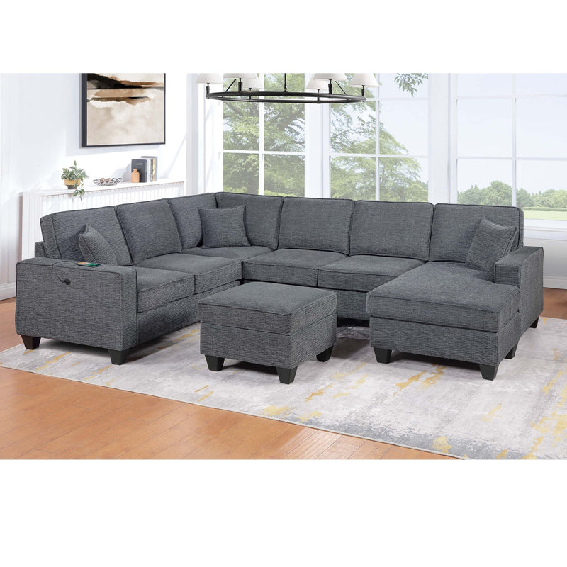 5 Piece Sectional Set With Left Arm Loveseat With USB Port