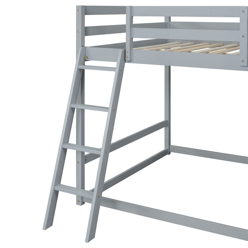 Bunk Bed With Ladder, Slide, And Shelves Pine Wood