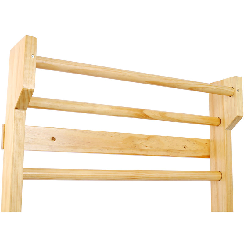 Gymnastics Stall Bar Multi Use Swedish Ladder For Home Gym And Physical Therapy - Natural