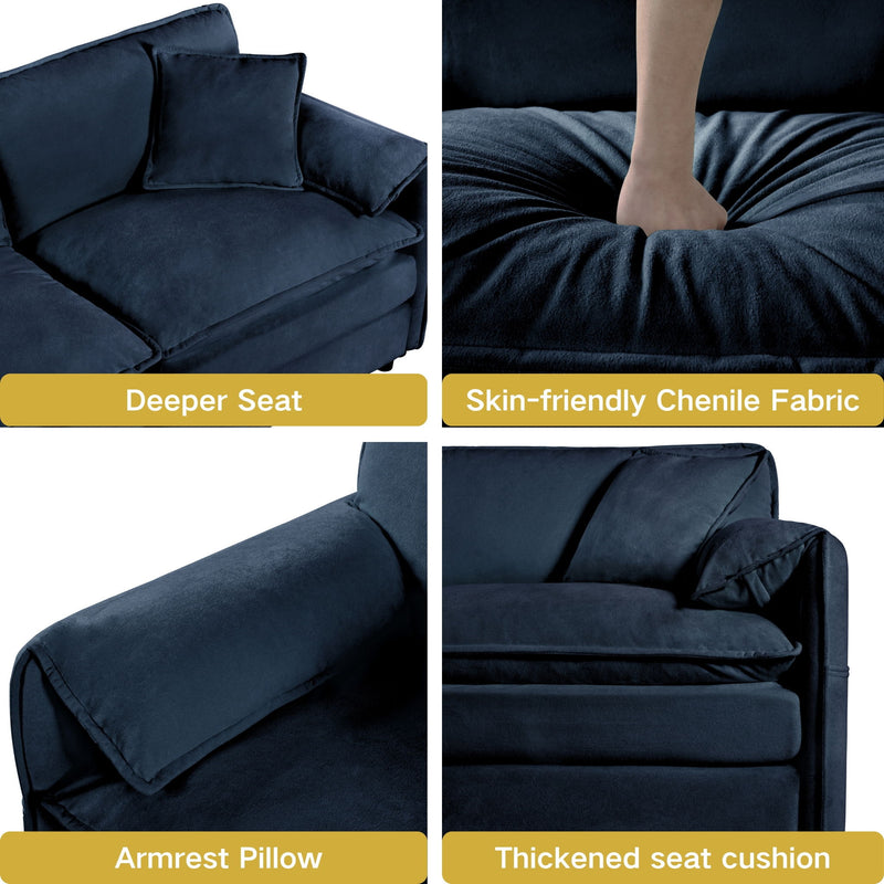 Oversized Chair With Movable Ottoman, Soft Upholstered Lounge Chair