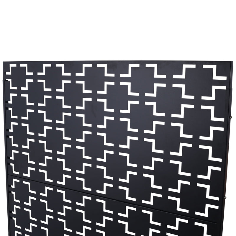 Outdoor / Indoor Privacy Screen Metal Privacy Screen, Freestanding Decorative Privacy Screen For Deck Balcony Patio - Black