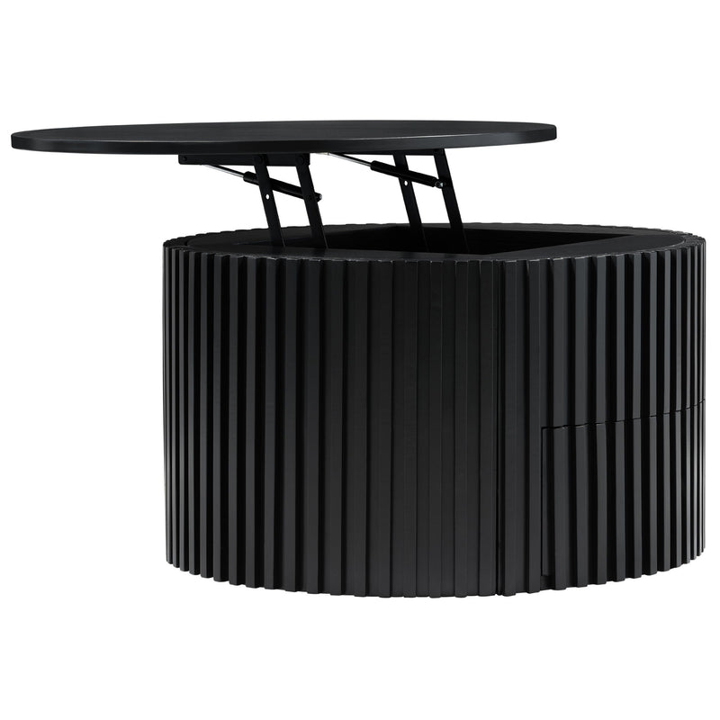 Round Lift Top Coffee Table With Hidden Storage For Living Room