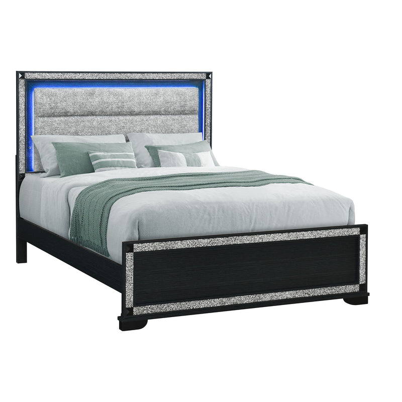 Soulmarie - Bed With LED Lighting And Padded Headboard