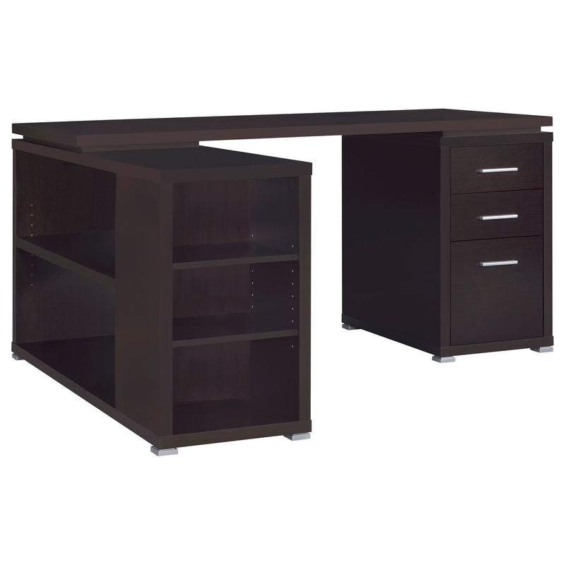 Tona - L-Shape Computer Desk With 3 Drawers And 5 Shelves