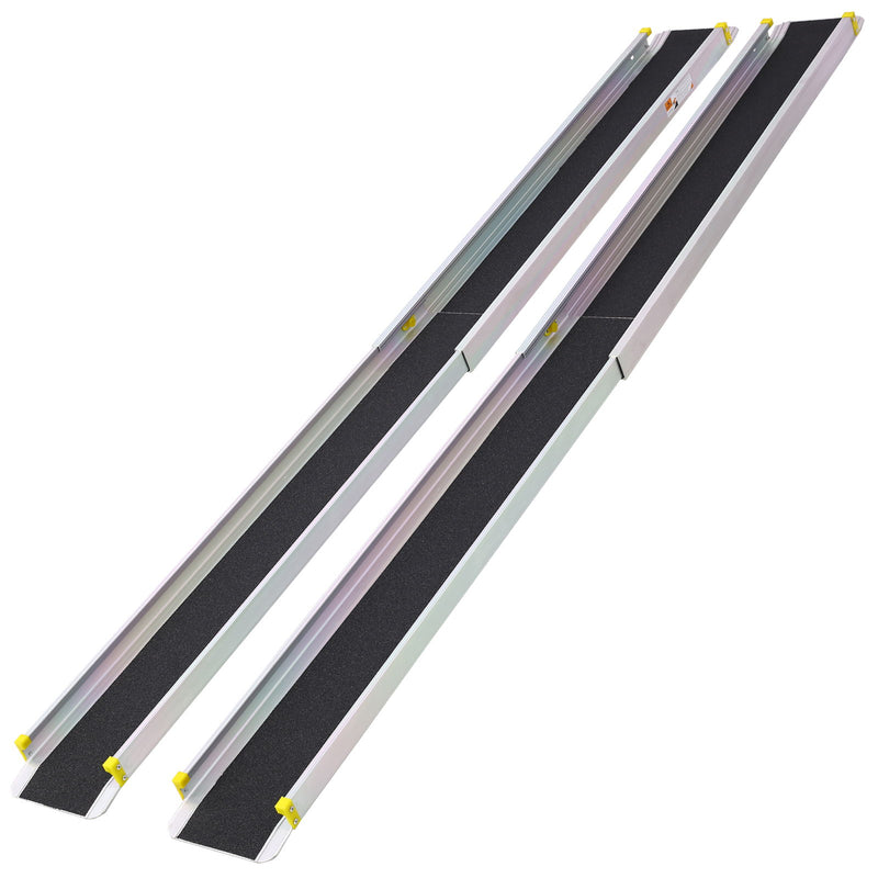 Premium Adjustable Telescoping Wheelchair Track Ramps Aluminium - Silver