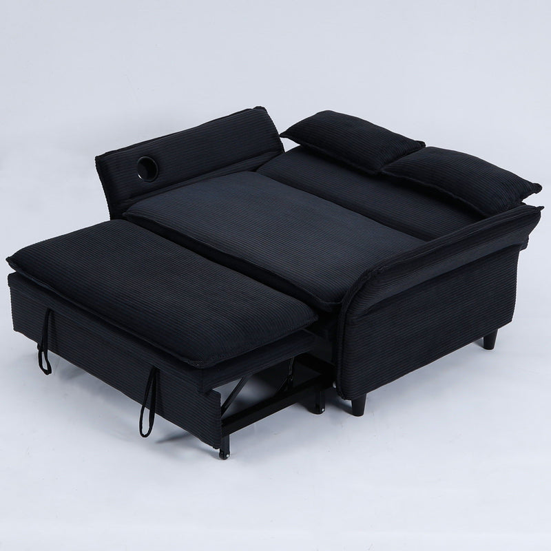 Modern Fabric Multi-Functional Sofa Bed With Adjustable Armrests And Backrests