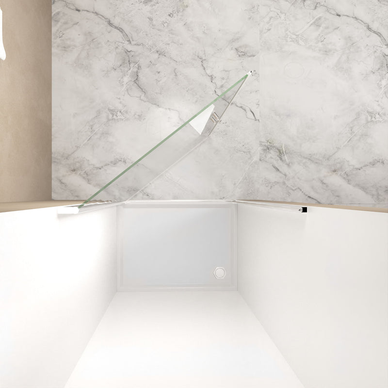 Chrome Shower Door With Explosion Proof Film, Half Frame Design - Chrome