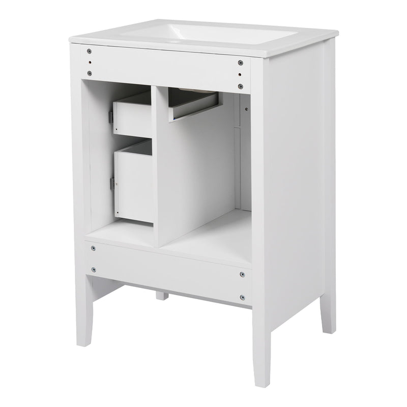 Retro Bathroom Vanity With Sink, Soft Closing Cabinet & Drawers
