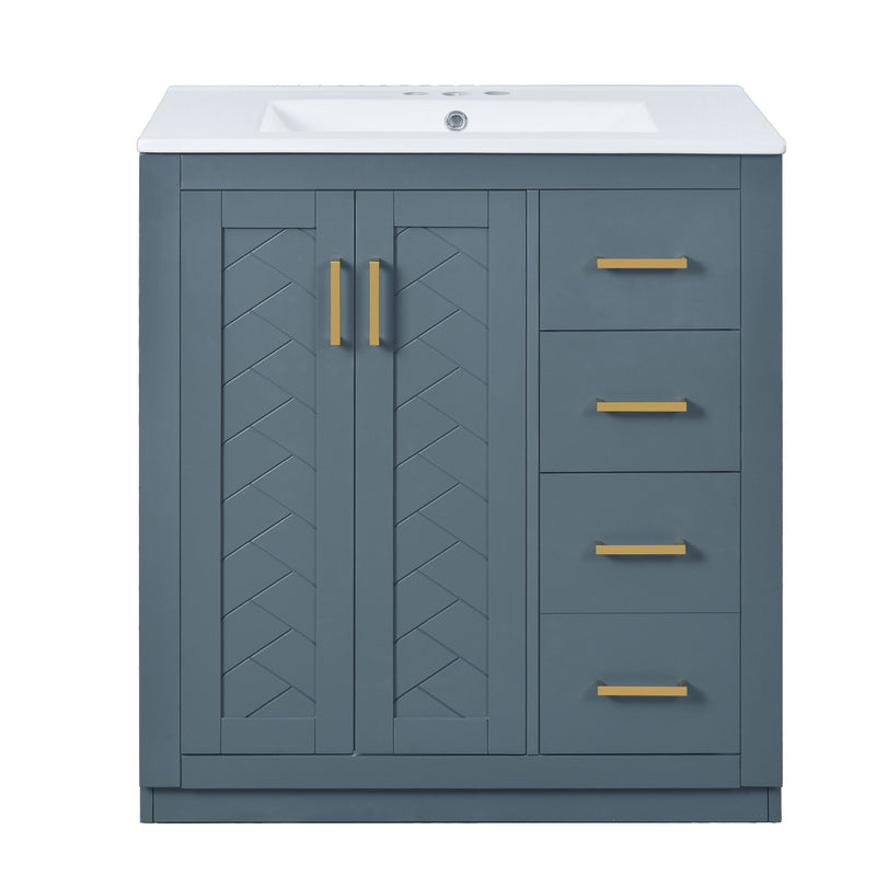 Bathroom Vanity With Sink, Storage Cabinet, Freestanding Set With 3 Drawers & Soft Closing Doors
