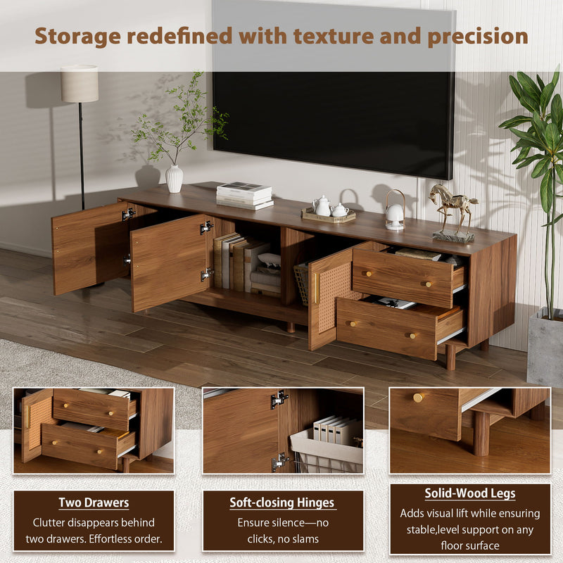 70" TV Stand With Beveled Edge Design - Brown
