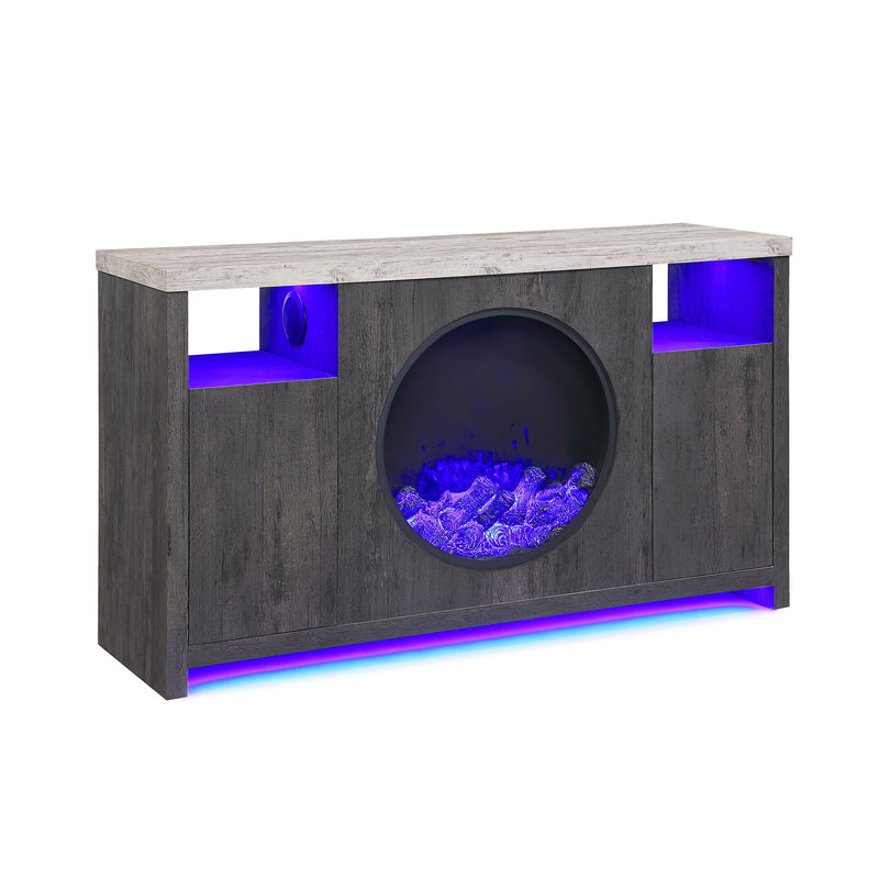 Nancy - Entertainment Unit With Bluetooth Speaker And LED Lighting - Gray