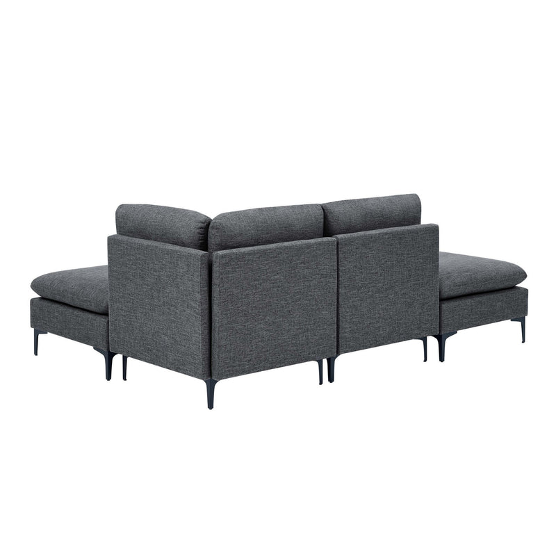 Upholstered Modular Sectional With Tall Legs, Medium Firm Seat