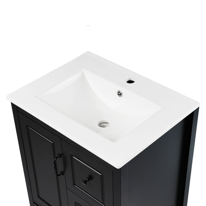 Retro Bathroom Vanity With Sink, Soft Closing Cabinet & Drawers