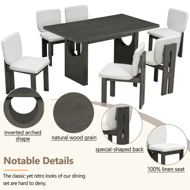 Dining Table Set For 6 With Upholstered Chairs