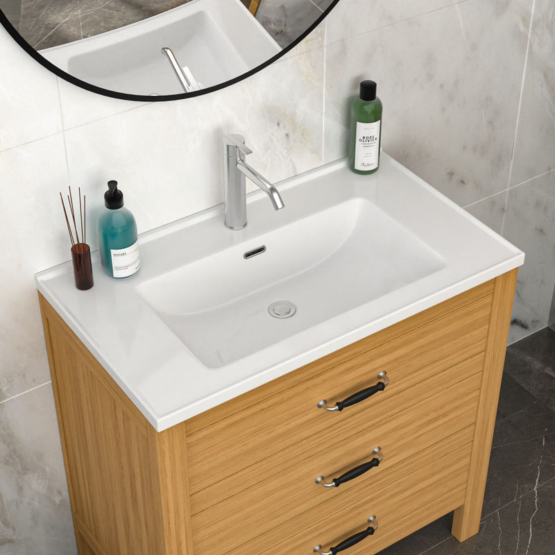 Modern Rectangular Vanity Top With Overflow For Bathroom