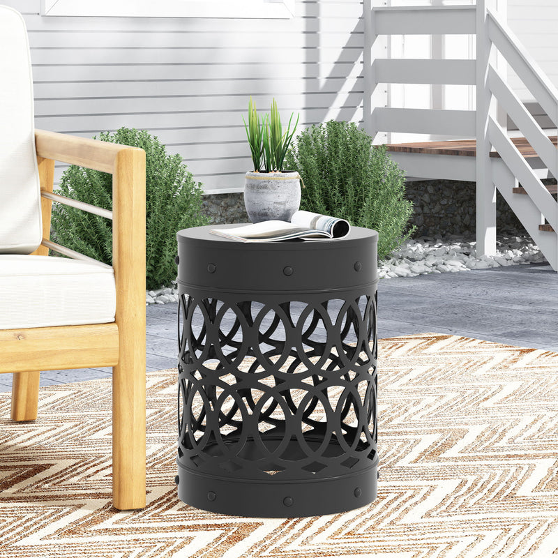 Outdoor Metal Large End Table, Modern Design