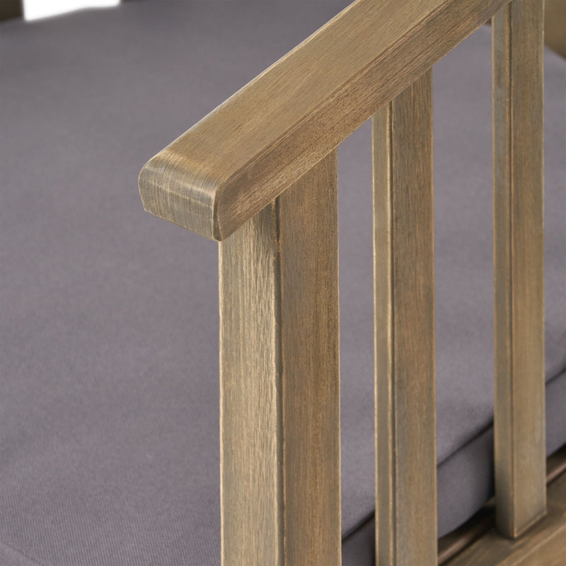 Outdoor Wooden Dining Chairs With Cushions (Set of 2)