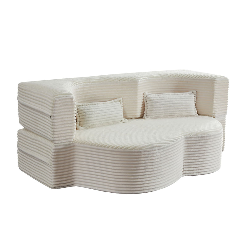 Floor Convertible Sleeper Sofa Bed With 2 Pillows