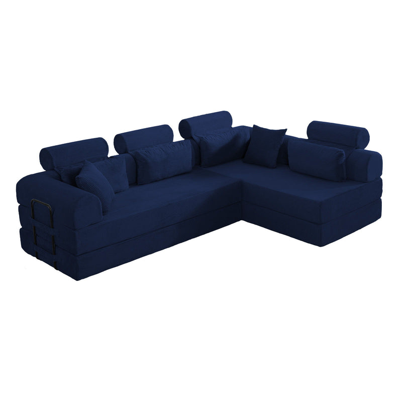 Modern L-Shape Modular Sectional Sofa, Compressed Design