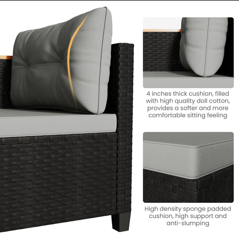 L-Shaped Patio Set With Cushions And Storage Table