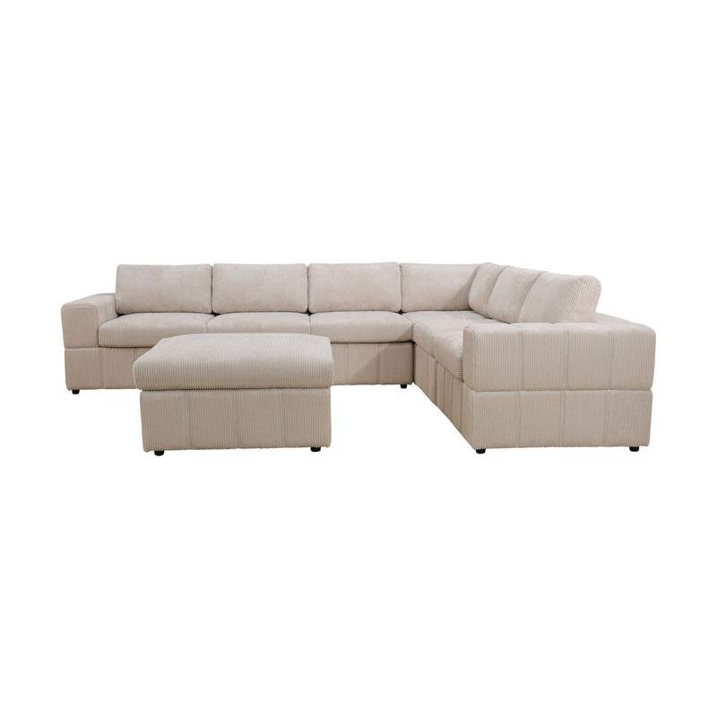 Oversized Modular Sectional Sofa, Reversible With Ottoman