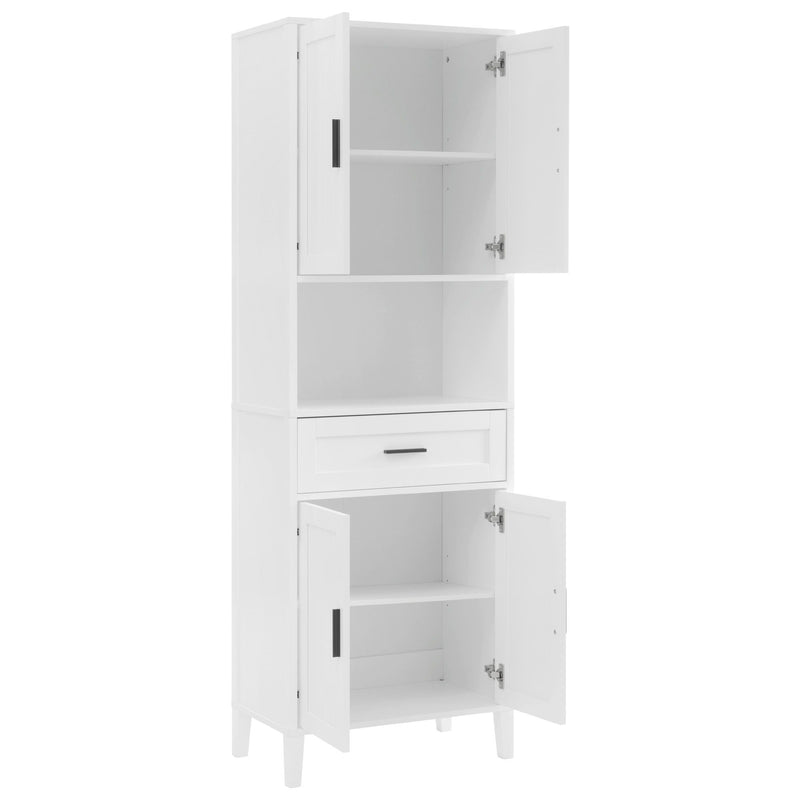 Freestanding Tall Bathroom Cabinet With Soft Close Doors And Adjustable Shelves