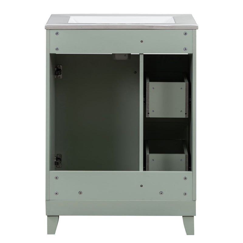 Transitional Style Bathroom Vanity Cabinet With Ceramic Sink