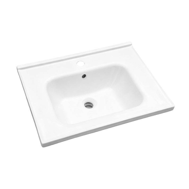 Rectangular Single Vanity Top With 1 Faucet Hole And Overflow Ceramic