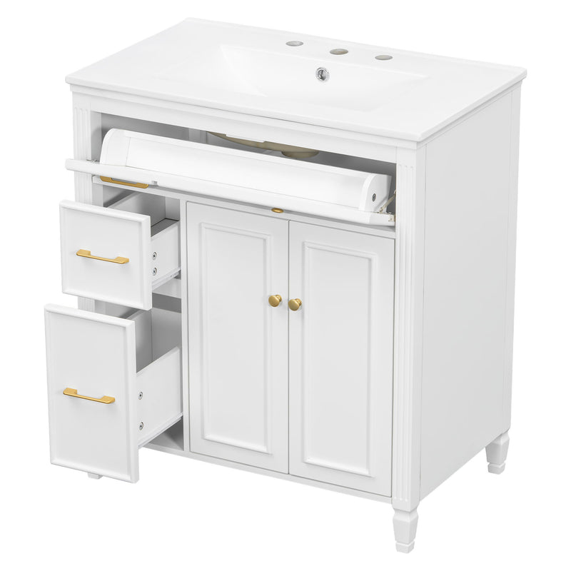 Freestanding Bathroom Vanity With Sink, Soft Close Door, Tip Out Drawer