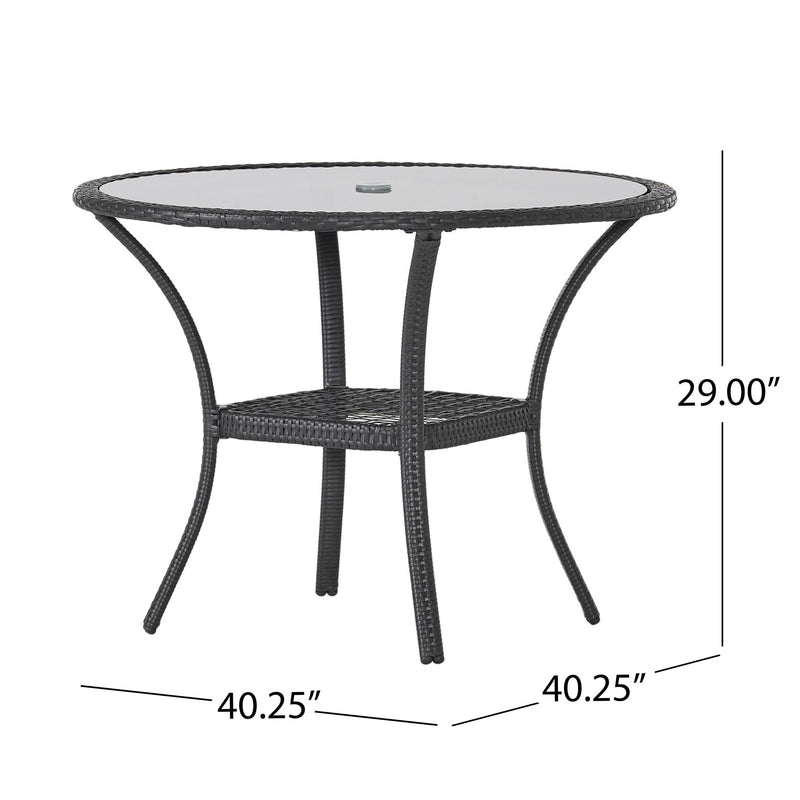 Bistro Table With Iron Frame And Glass Top - Gray