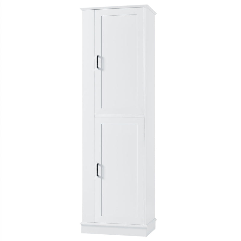 Tall Freestanding Bathroom Storage Cabinet With Adjustable Shelves And Side Hooks
