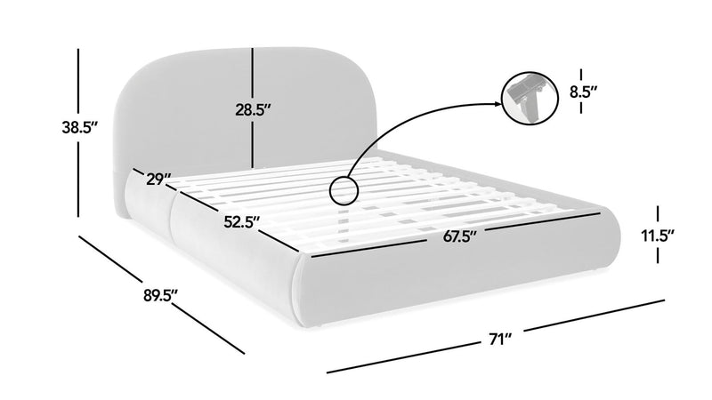 Archie Puffy Grounded - Upholstered Platform Bed