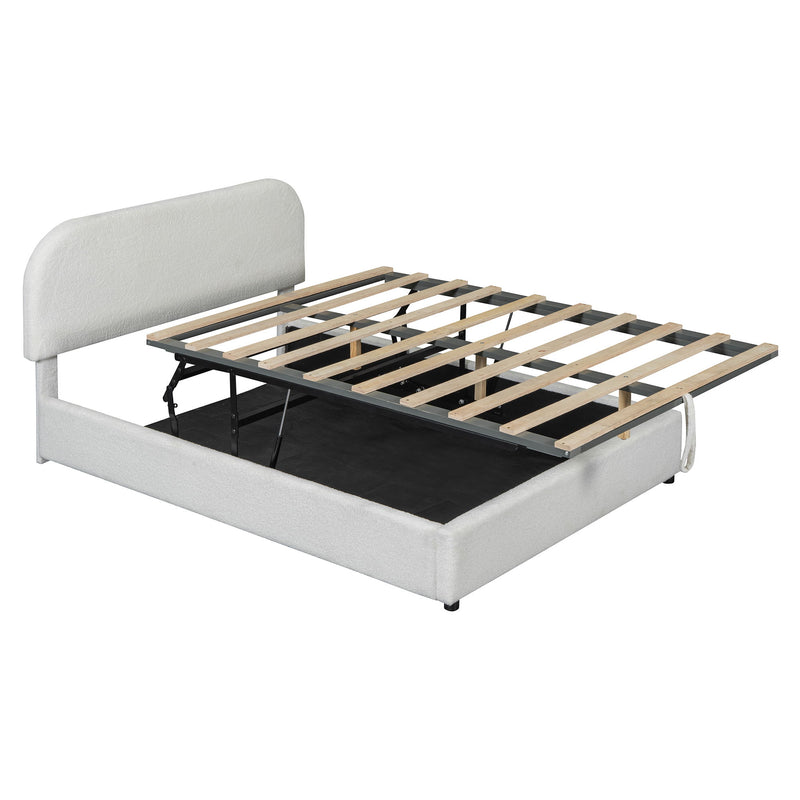Upholstered Platform Bed With Hydraulic Storage System